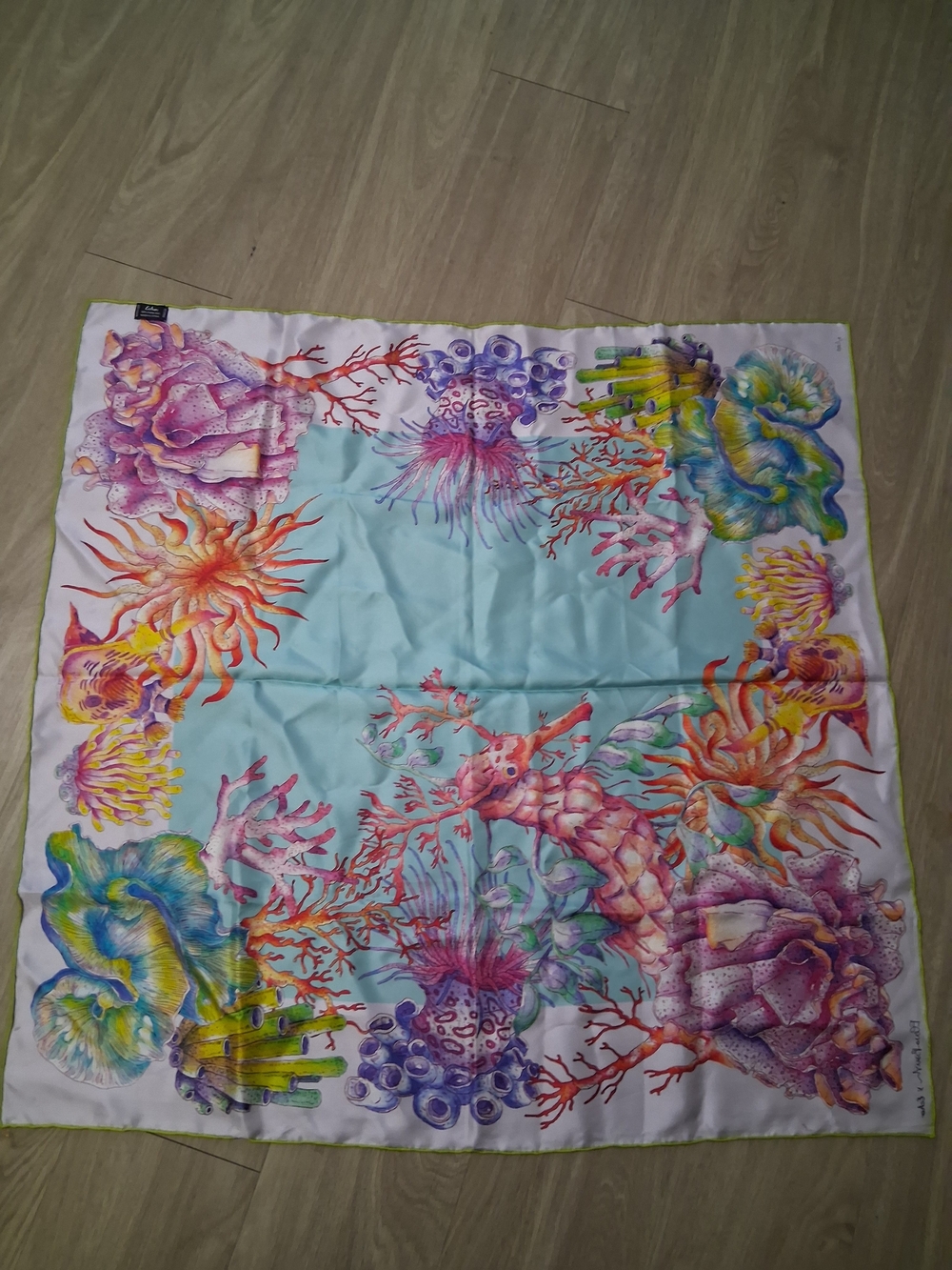 Echo Sea Life Silk Scarf - Light Blue Multi